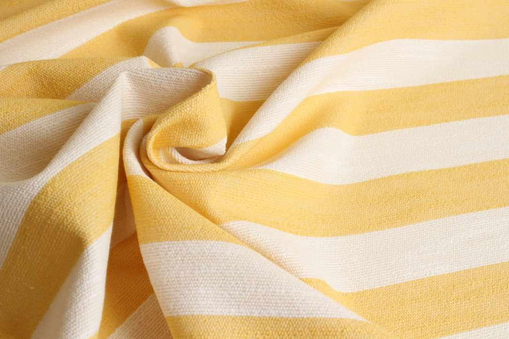 Stretch Slubbed Cotton Stripes - Yellow-Fabric-FabricSight
