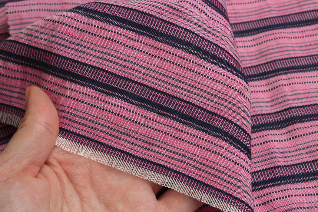 Striped Jacquard Shirting – Viscose Linen Cotton-Fabric-FabricSight