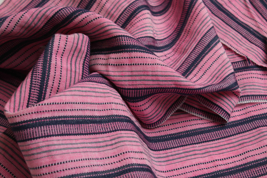 Striped Jacquard Shirting – Viscose Linen Cotton-Fabric-FabricSight
