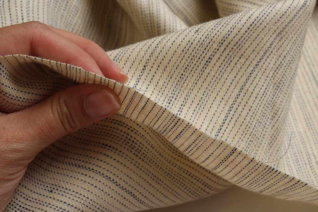 Striped Linen Twill Shirting – Washed Finish-Fabric-FabricSight
