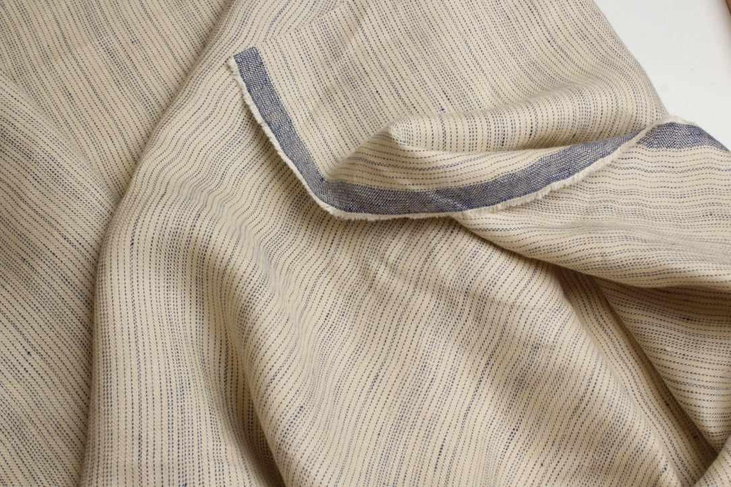Striped Linen Twill Shirting – Washed Finish-Fabric-FabricSight