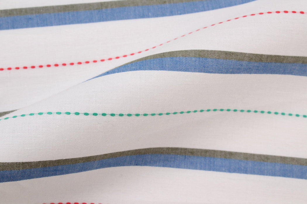 Striped Shirting With Stitches, 100% Cotton-Fabric-FabricSight