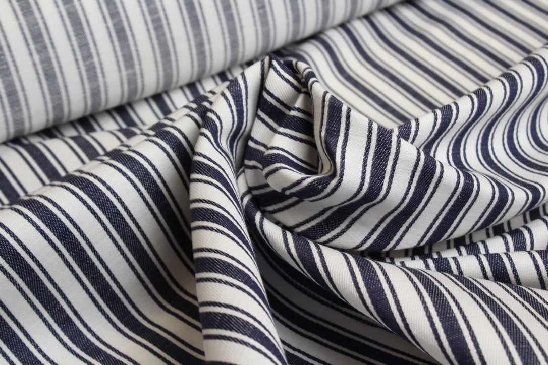 Stripes Linen Cotton Twill For Dresses And Trousers Meters / Regency Stripes - Beige Stripes Linen Cotton Twill For Dresses And Trousers Meters / Regency Stripes - Beige