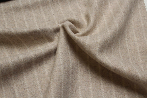 Stripes Wool Blend for Outwear - Beige - Remnant (1.5 mts)-Remnant-FabricSight
