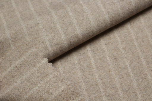 Stripes Wool Blend for Outwear - Beige - Remnant (1.5 mts)-Remnant-FabricSight