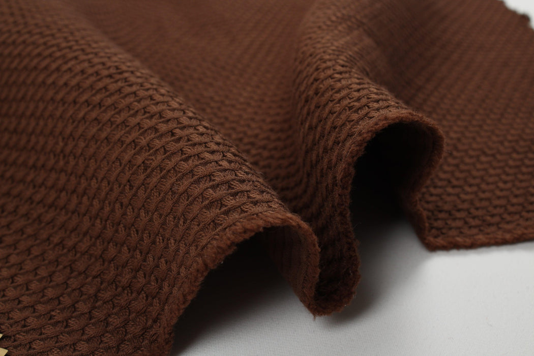 Structured Cotton for Jackets - Piquet Pattern - Brown-Fabric-FabricSight