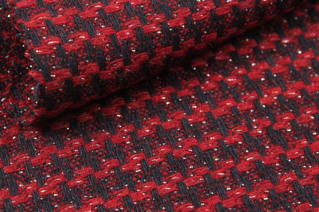 Structured Recycled Wool - Red-Fabric-FabricSight