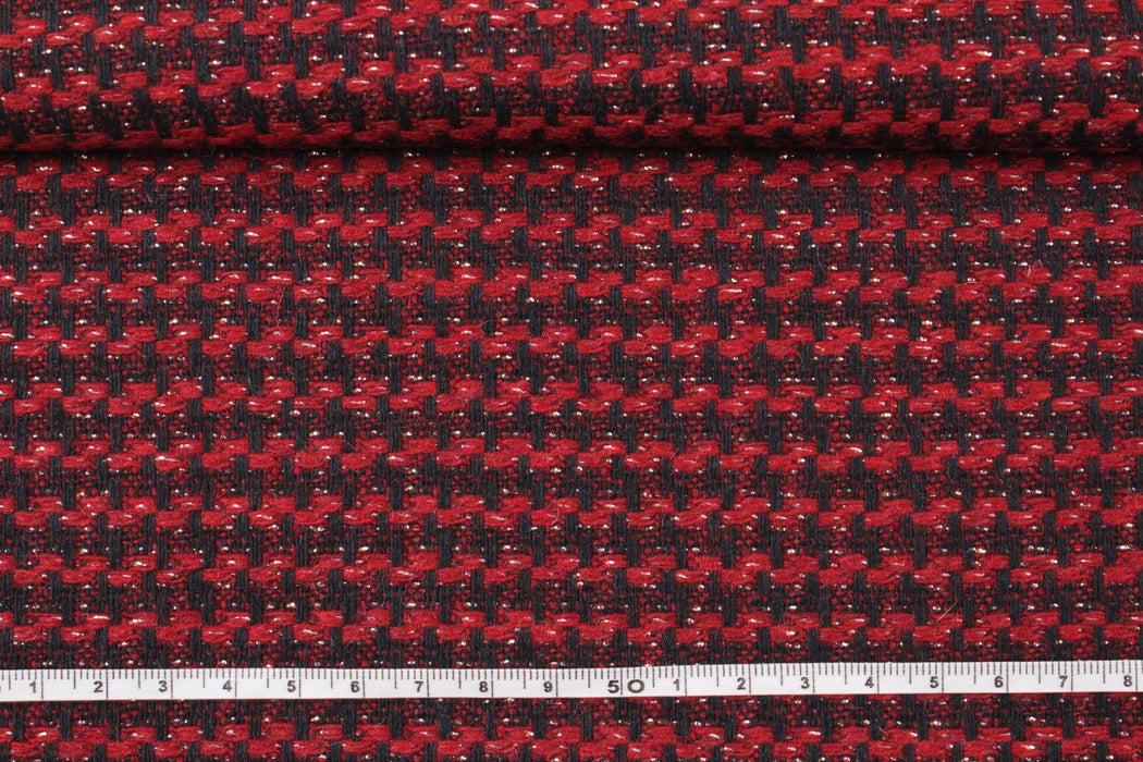 Structured Recycled Wool - Red-Fabric-FabricSight