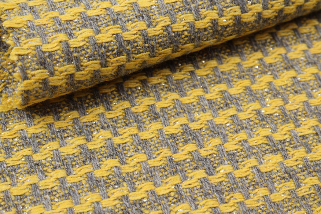 Structured Recycled Wool Yellow-Fabric-FabricSight