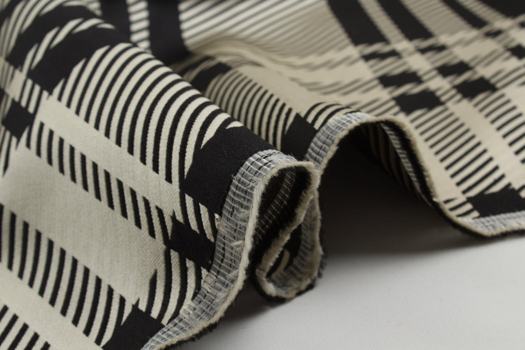 Structured Silk Jacquard - Bicolor Tartan Checks-Fabric-FabricSight