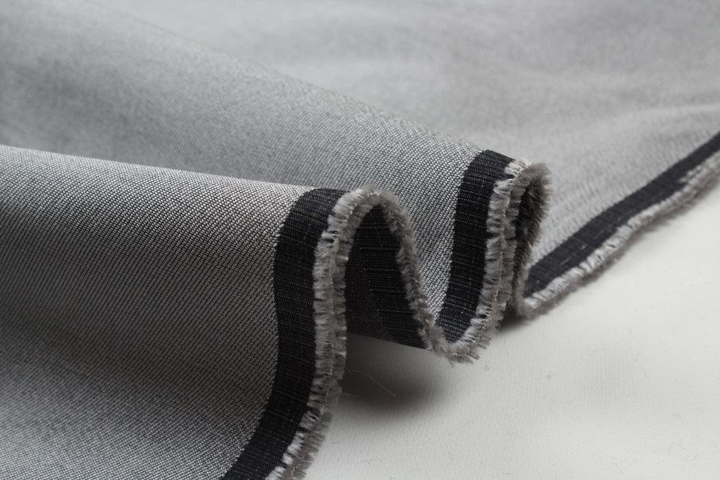 Structured Silver Mikado - Wool and Silk Blend-Fabric-FabricSight