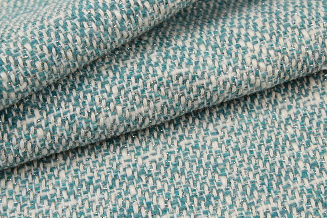 Summer Tweed With Lurex Turquoise-Fabric-FabricSight