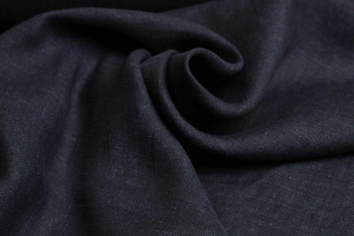 Swatch-Mid-Weight washed Linen Indigo Blue/Black-Fabric-FabricSight