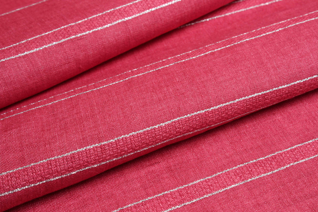 Washed Linen With Lurex Stripes-Fabric-FabricSight