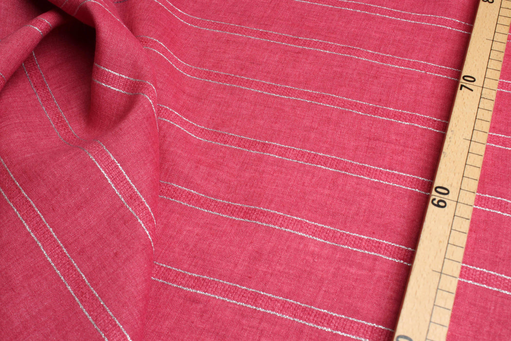 Washed Linen With Lurex Stripes-Fabric-FabricSight