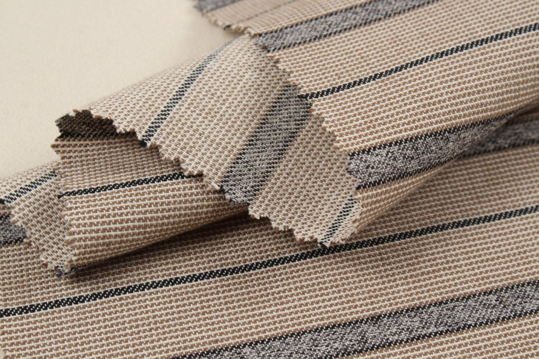 Texture Effect Striped 100% Cotton Jacquard-Fabric-FabricSight