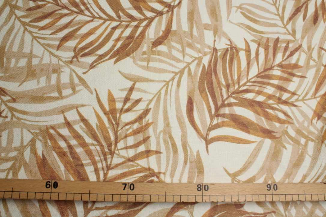 swatch-Textured Cotton-Linen Stretch Canvas - Earthy Leaves-Fabric-FabricSight