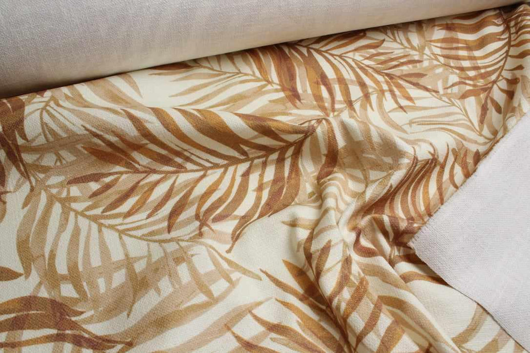 swatch-Textured Cotton-Linen Stretch Canvas - Earthy Leaves-Fabric-FabricSight