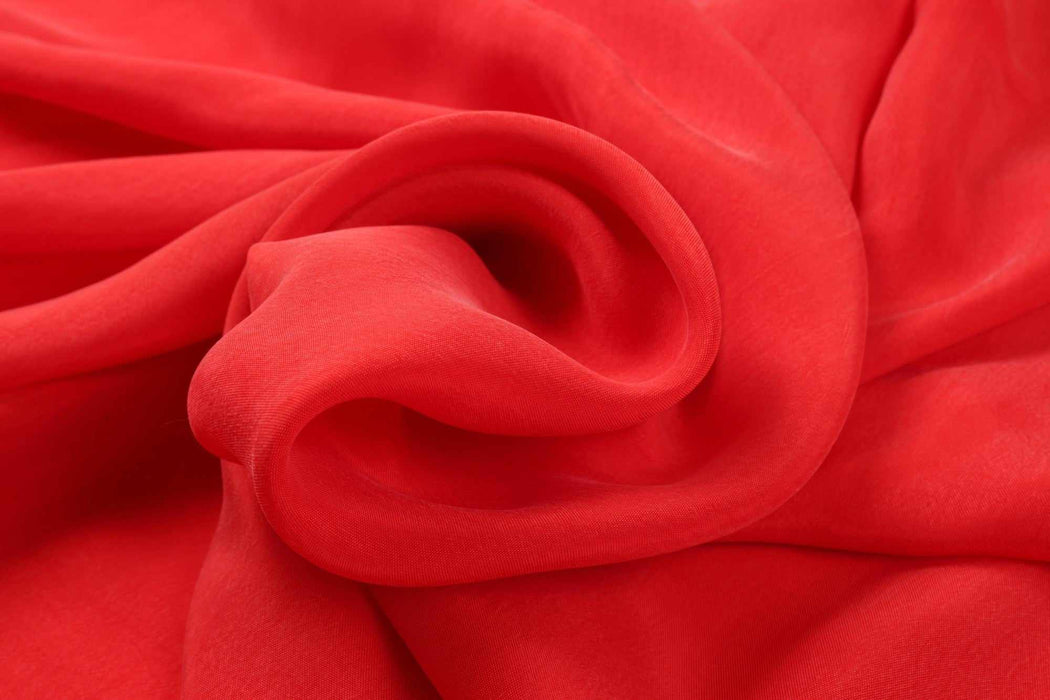 Vegan silk - Cupro Satin - SCARLET (+30 Colors Available)-Fabric-FabricSight