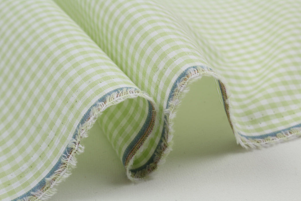 Vichy Checks Cotton Poplin - Green-Fabric-FabricSight