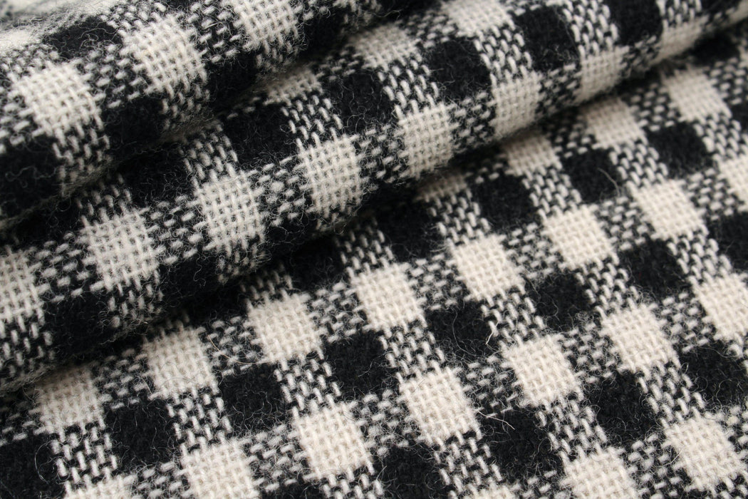 Vichy Checks Recycled Wool with Silk-Fabric-FabricSight