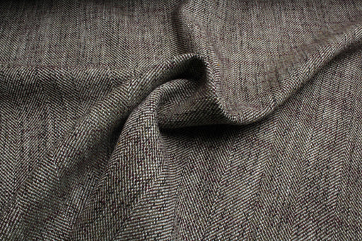Virgin Wool & Cotton Herringbone Coating – Yarn Dyed – Grey & Brown Mélange-Fabric-FabricSight