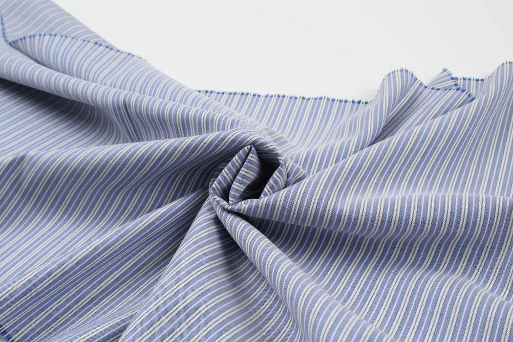 Virgin Wool Oxford for Shirting - Stripes-Fabric-FabricSight