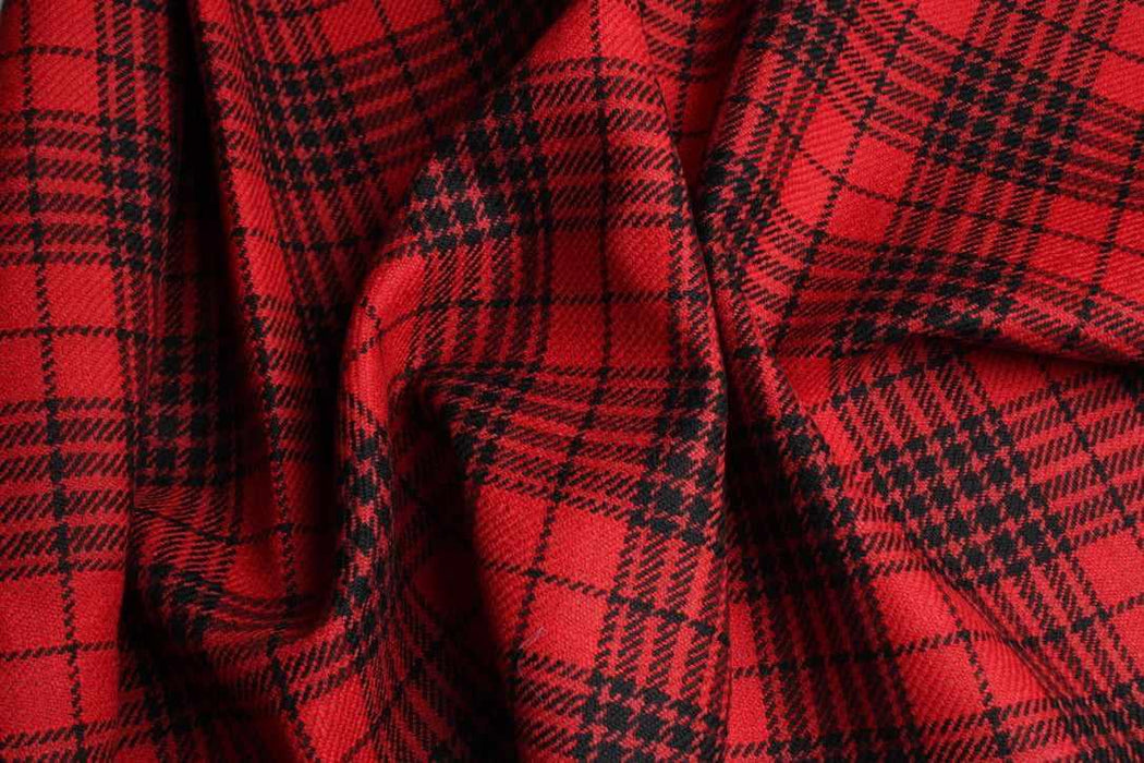 Virgin Wool Tartan Coating – Structured Wool Check – Designer Deadstock-Fabric-FabricSight