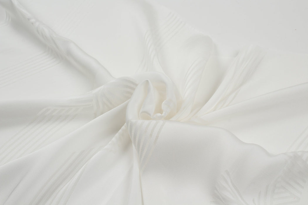 Viscose Silk Devoré Fabric - Ribbons Pattern - White-Fabric-FabricSight