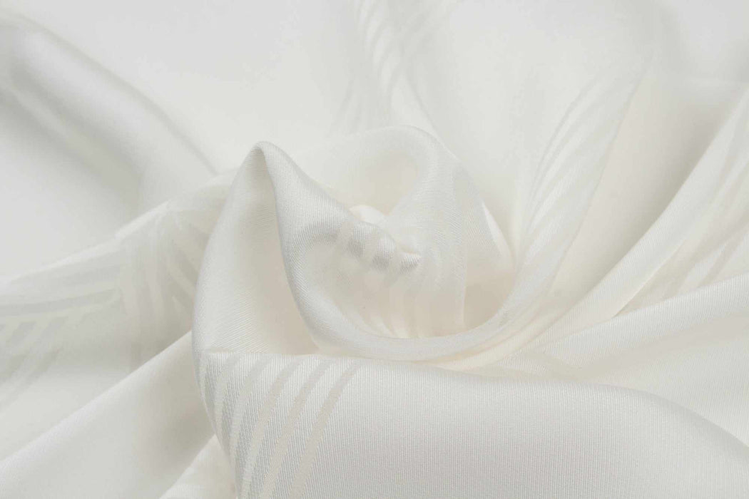 Viscose Silk Devoré Fabric - Ribbons Pattern - White-Fabric-FabricSight