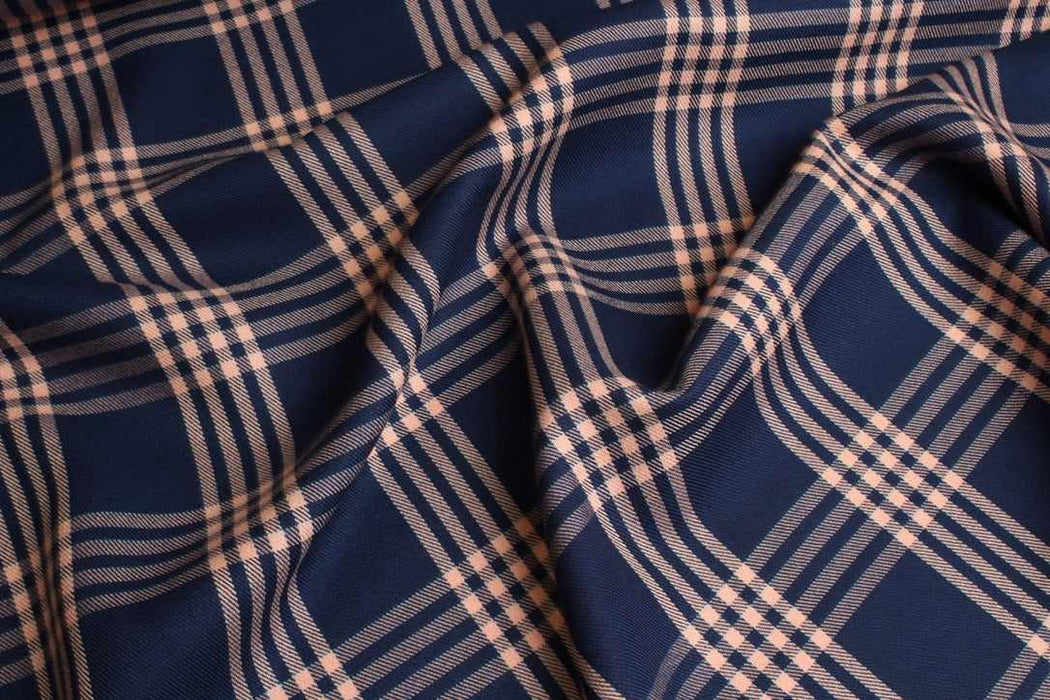 swatch-Viscose & Tencel™ Twill – Stripes and Checks – Spanish Deadstock Fabric-Fabric-FabricSight