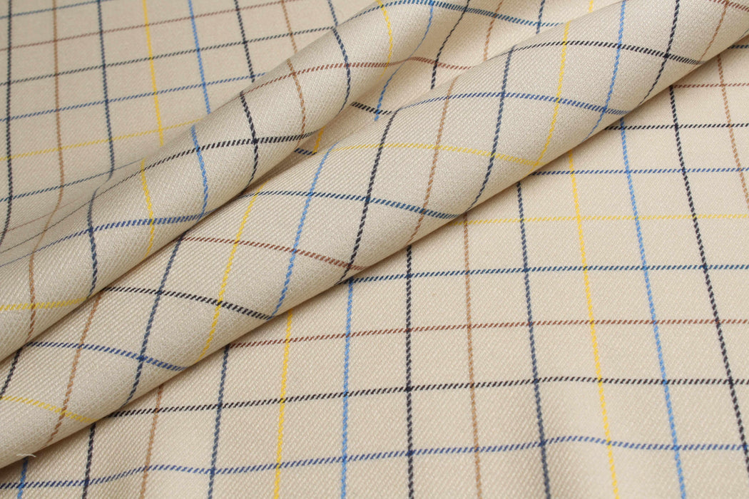 swatch-Viscose Tencel™ Windowpane Check Fabric – Spanish Deadstock-Fabric-FabricSight