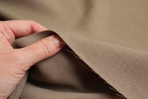 swatch-Viscose–Wool Structured Twill in Taupe – Spanish Deadstock Collection-Fabric-FabricSight