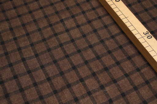Washed 100% organic linen Checks - Brown/Black-Fabric-FabricSight