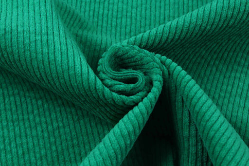 Washed Cotton Stretch Corduroy 6 Wale - Green (Remnant)-Remnant-FabricSight