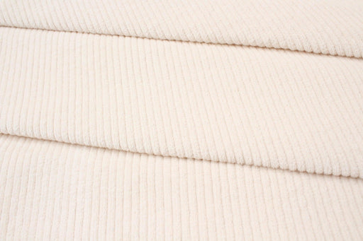 Washed Cotton Stretch Corduroy 6 Wale - Off White (Remnant)-Remnant-FabricSight
