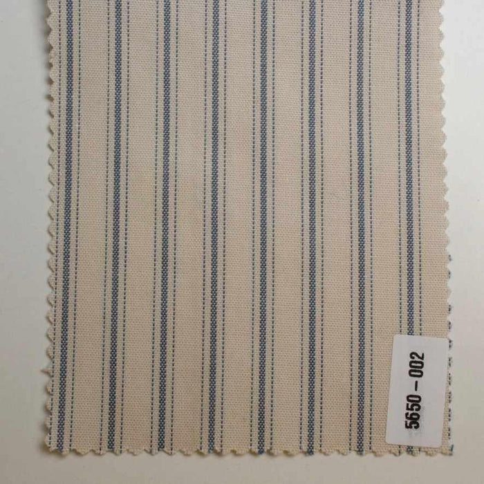 Washed Organic Cotton Shirting – Blue & Ecru Stripes-Fabric-FabricSight