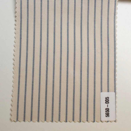 Washed Organic Cotton Shirting – Blue & Ecru Stripes-Fabric-FabricSight