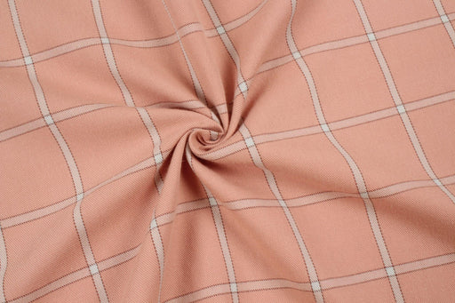 Windowpane Cotton Shirting - Coral-Fabric-FabricSight