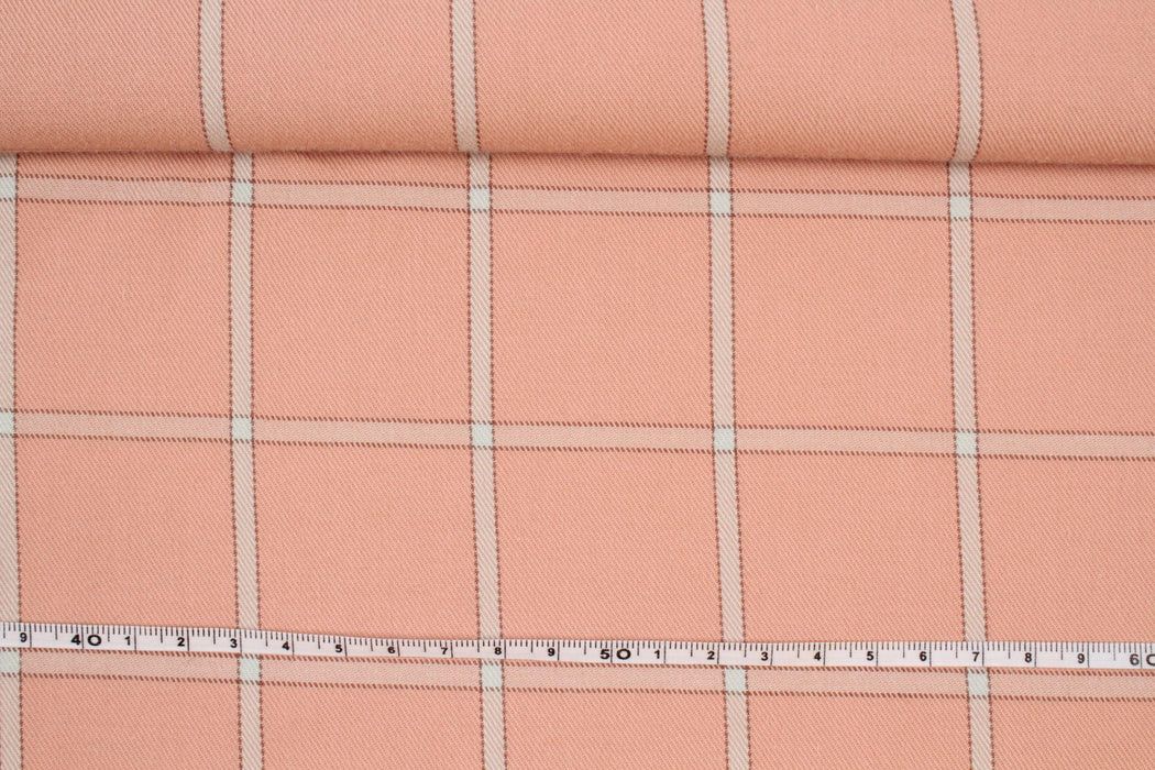 Windowpane Cotton Shirting - Coral-Fabric-FabricSight
