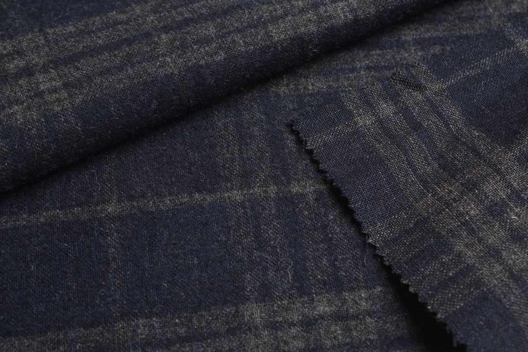 Wool Blend Checked Fabric – Lightweight Plaid for Overshirts & Jackets-Fabric-FabricSight