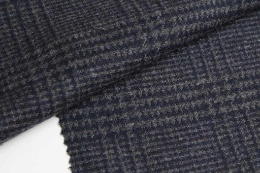 Wool Blend Prince of Wales Coating – Grey & Navy Check – Reorderable-Fabric-FabricSight