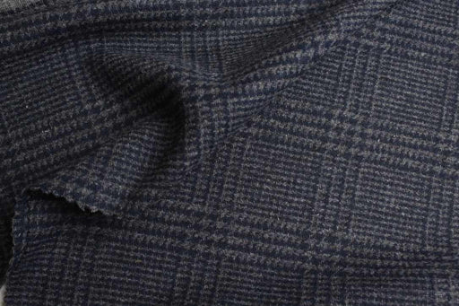 Wool Blend Prince of Wales Coating – Grey & Navy Check – Reorderable-Fabric-FabricSight
