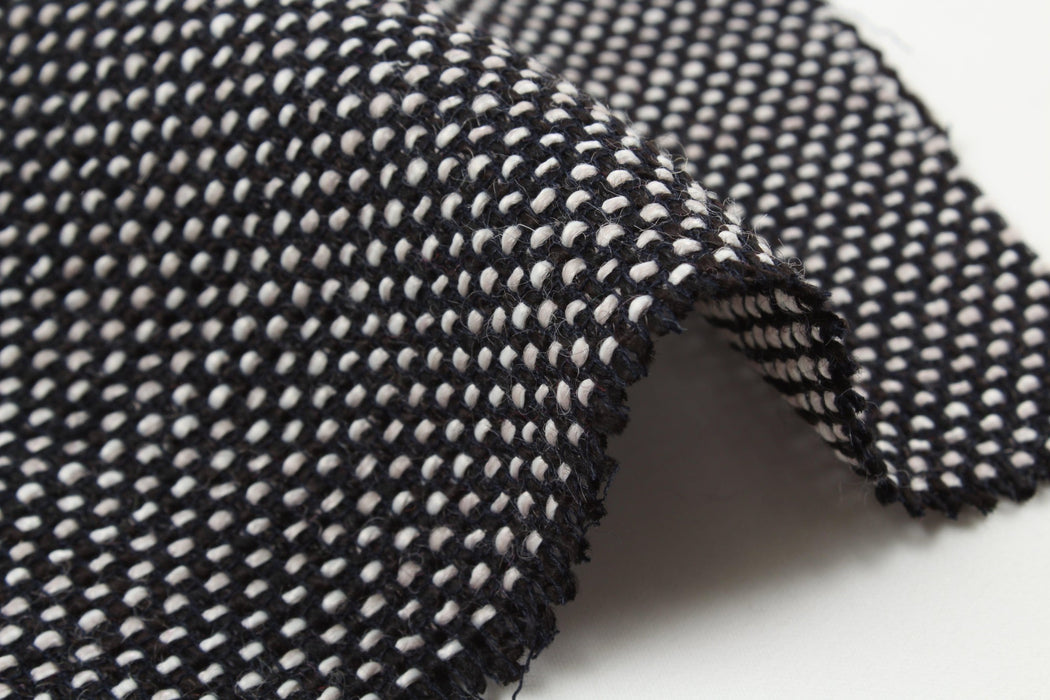 Wool Blend Tweed Stripes - Black and White-Fabric-FabricSight