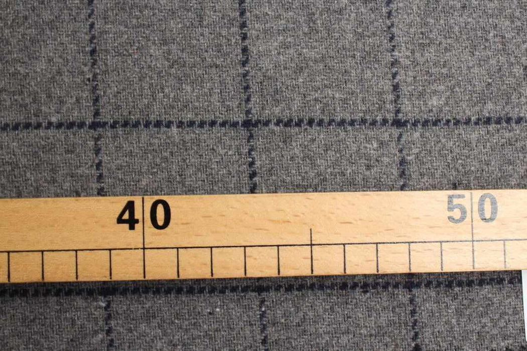 Wool Blend Windowpane Coating – Grey & Navy Check – Reorderable-Fabric-FabricSight
