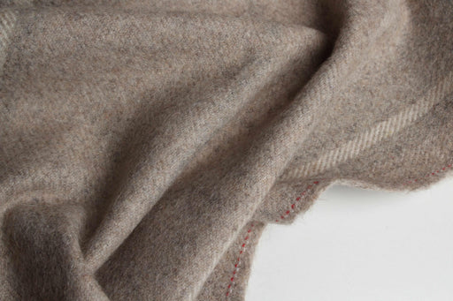 Wool Felt Coating Fabric – Brushed Wool Blend – Beige Stripe – Designer Deadstock-Fabric-FabricSight