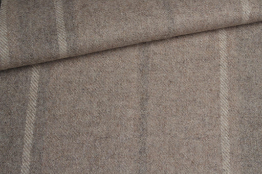 Wool Felt Coating Fabric – Brushed Wool Blend – Beige Stripe – Designer Deadstock-Fabric-FabricSight