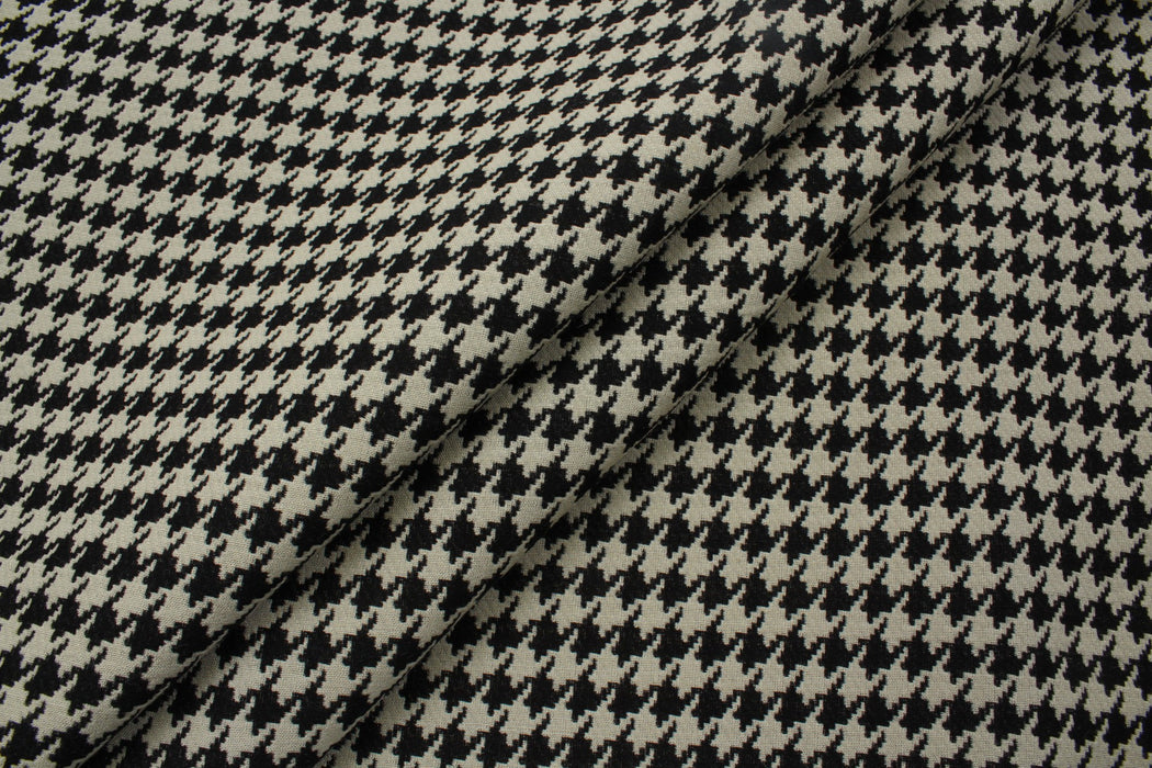 Wool Silk Blend Houndstooth for Jackets - Heavy-Weight-Fabric-FabricSight