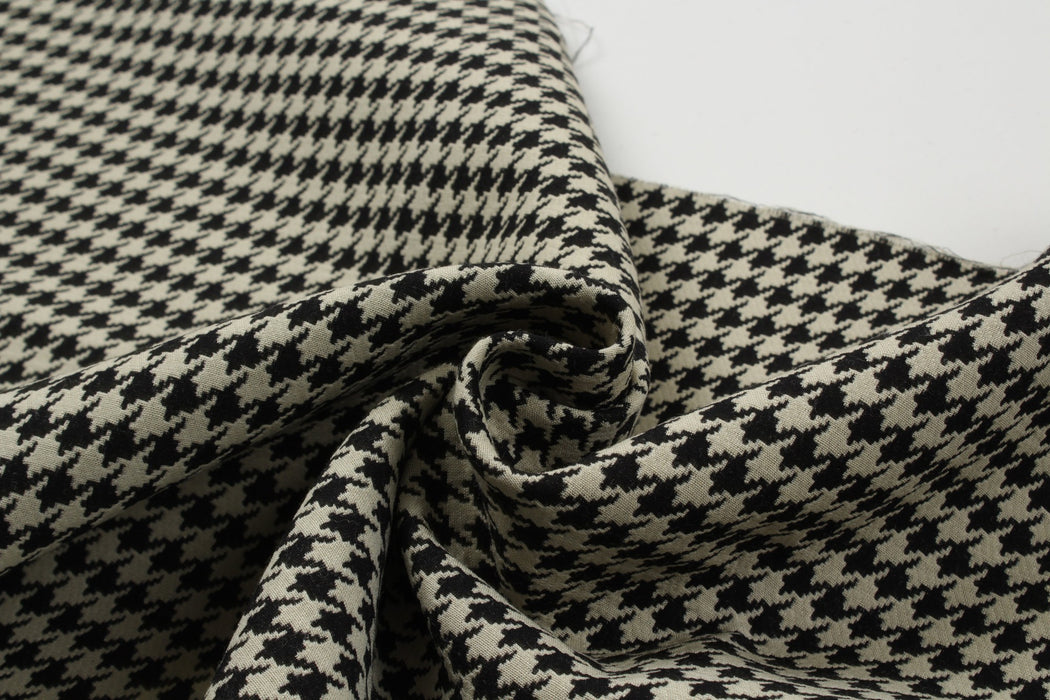Wool Silk Blend Houndstooth for Jackets - Heavy-Weight-Fabric-FabricSight