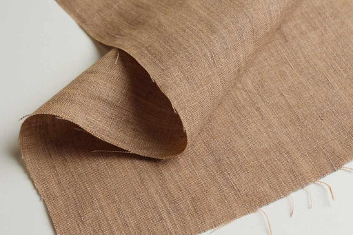 swatch-Yarn Dyed Beige/Camel, Mid-Weight Washed Linen-Fabric-FabricSight